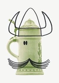 Viking jug, object clipart psd.   Remixed by rawpixel.