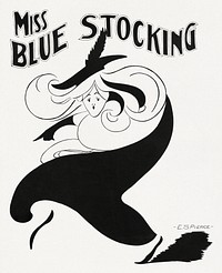 Miss Blue Stocking (1890) art noveau poster. Original public domain image from the Library of Congress. Digitally enhanced by rawpixel.