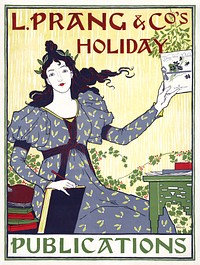 L. Prang & Co.'s holiday publications (1896) vintage poster by Louis Rhead. Original public domain image from the Library of Congress. Digitally enhanced by rawpixel.