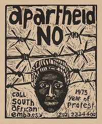 Apartheid, no (1975) vintage poster by Rachael Romero. Original public domain image from the Library of Congress. Digitally enhanced by rawpixel.