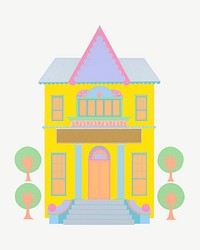 Yellow house, architecture clipart psd.  Remixed by rawpixel.