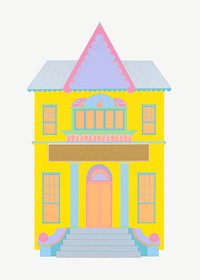 Yellow house, architecture clipart psd.  Remixed by rawpixel.