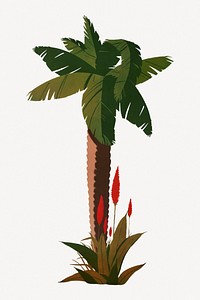 Palm tree, botanical collage element psd.   Remixed by rawpixel.