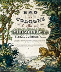 Ulysses Mathey. "Eau de Cologne Distilled by Muraour Frères Distillers in Grasse". Attach. Original public domain image from the Carnavalet Museum. Digitally enhanced by rawpixel.