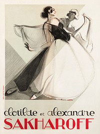 Delif. "Clotilde and Alexandre Sakharoff" lithography (1923). Original public domain image from the Carnavalet Museum. Digitally enhanced by rawpixel.