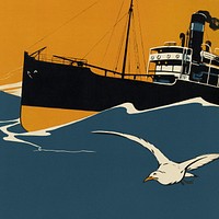 Fishing vessel illustration.   Remixed by rawpixel.