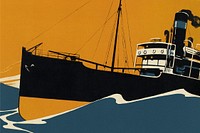 Fishing vessel background, industrial illustration.   Remixed by rawpixel.