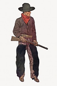 Vintage cowboy illustration.  Remixed by rawpixel.