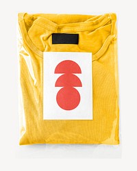 Yellow top in a plastic package  mockup, editable apparel & fashion psd