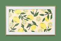 Lemon illustration in wooden frame 