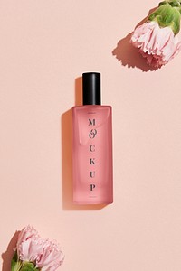 Pink blank perfume glass bottle mockup design
