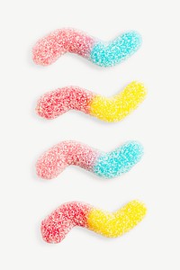 Sour worm gummy, jelly dessert psd