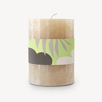 Beige pillar candle mockup psd