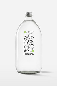 Empty clear glass bottle mockup psd