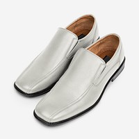 Gray leather slip-on shoes, men&rsquo;s fashion