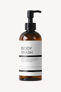 Pump bottle mockup, body wash dispenser, psd product label