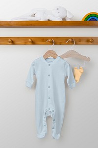 Baby pajamas mockup, kids apparel in blue psd