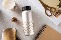 Thermal bottle mockup, abstract product design psd