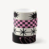 Stacked washi tape rolls mockup psd