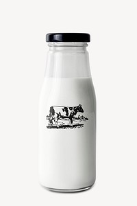 Fresh milk glass bottle mockup psd