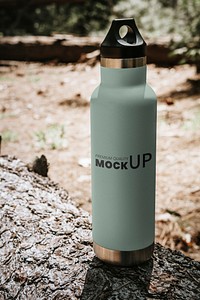 Water bottle mockup in the forest