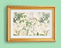 White flower illustration, vintage  frame