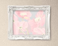 White picture frame, floral illustration