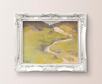 Luxurious baroque frame psd mockup, Edgar Degas' Pathway in a Field remixed by rawpixel