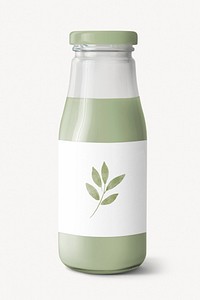 Matcha milk bottle mockup psd