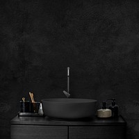 Black luxury bathroom interior psd mockup