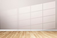 Minimal room wall mockup psd with natural light