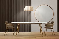 Contemporary wall mockup psd authentic dining room interior design