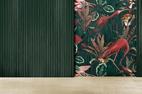 Tropical wall mockup psd authentic empty room interior design