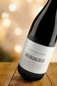 Wine label mockup psd, editable bottle design 