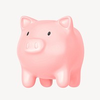 Piggy bank 3D clipart, savings & finance graphic psd