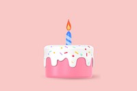 3D birthday cake, celebrate collage element psd