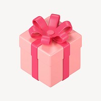 Pink gift box clipart, 3d birthday graphic psd