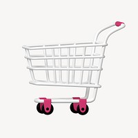 Shopping cart, supermarket, 3D white illustration
