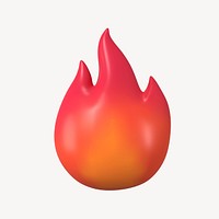 Red flame 3D, flash sale icon illustration psd