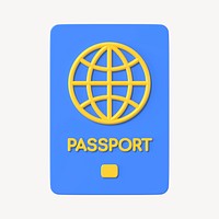 3D blue passport  collage element, travel design psd