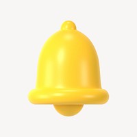 3D bell clipart, notification symbol for social media psd