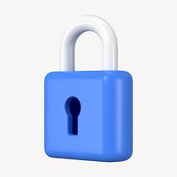 3D lock clipart, data security, technology graphic psd