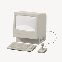 3D white retro computer screen mockup psd