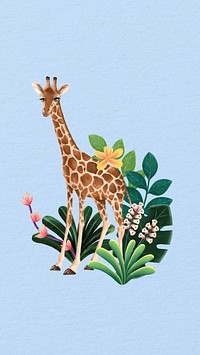 Cute giraffe blue iPhone wallpaper