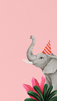 Cute elephant mobile wallpaper, pink design