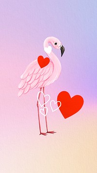 Cute flamingo iPhone wallpaper, gradient colorful design