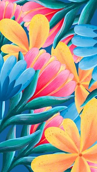 Colorful flowers iPhone wallpaper, tropical design