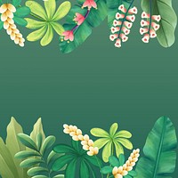 Colorful tropical border background, green leaves design