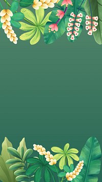 Green leaves border iPhone wallpaper, tropical design