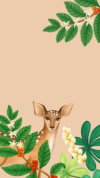 Aesthetic deer iPhone wallpaper, wildlife drawing illustration